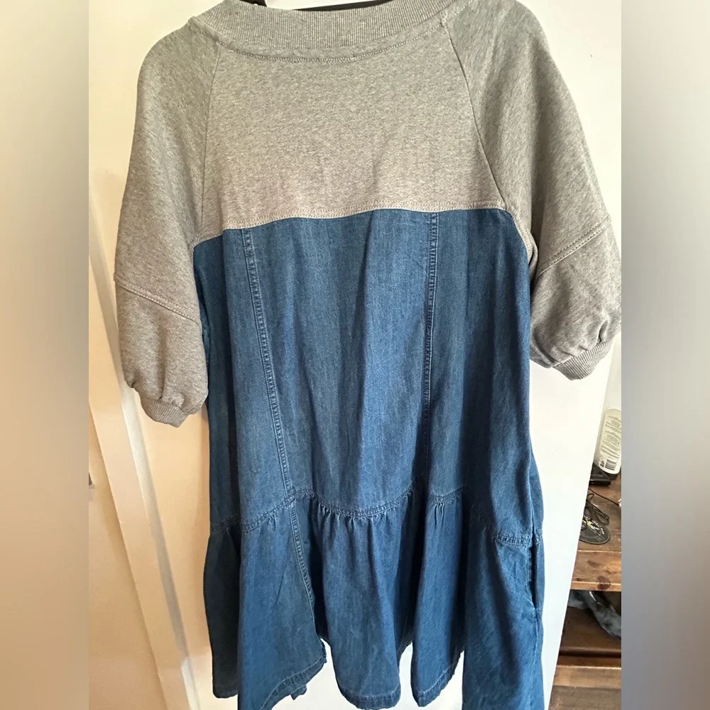 Anthropologie Pilcro Denim Sweatshirt Twofer Swing Dress XL - Picture 5 of 9